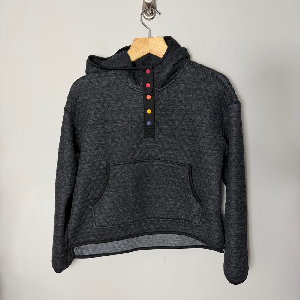 Marine Layer Quilted Corbet Hoodie Hooded Sweatshirt a pullover color snaps Q